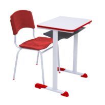 Kit Escolar Individual VERMELHO – (Mesa e Cadeira) – ADULTO – MADEIRA – COR VERMELHO – 40096 VILA MÓVEIS