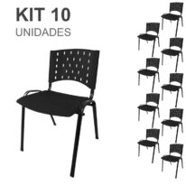 Kit 10 Cadeiras Plásticas 04 pés – COR PRETO – 24001 VILA MÓVEIS