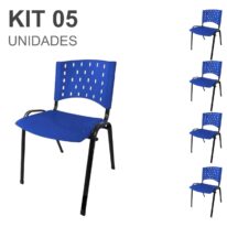 Kit 05 Cadeiras Plásticas 04 pés – COR AZUL – 24002 VILA MÓVEIS