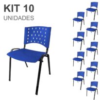 Kit 10 Cadeiras Plásticas 04 pés – COR AZUL – 24003 VILA MÓVEIS