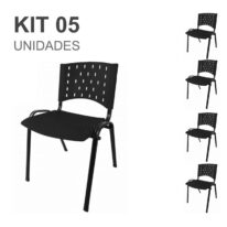 Kit 05 Cadeiras Plásticas 04 pés – COR PRETO – 24000 VILA MÓVEIS