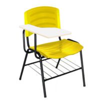 Cadeira Universitária Plástica com Prancheta MDF – COR AMARELO 34019 VILA MÓVEIS