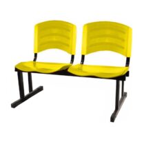 Cadeira Longarina PLÁSTICA 02 Lugares – Cor Amarelo 33030 VILA MÓVEIS