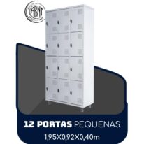 Armário Roupeiro de Aço c/ 12 Portas PEQUENAS – 1,95×0,92×0,40m – SA – CZ/CZ – 14001 VILA MÓVEIS