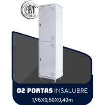Roupeiro de Aço INSALUBRE c/ 02 Portas – 1,95×0,50×0,40m – CZ/CZ – SA – 14005 VILA MÓVEIS