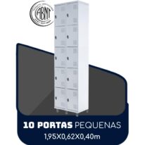 Armário Roupeiro de Aço c/ 10 Portas PEQUENAS – 1,95×0,62×0,40m – SA – CZ/CZ – 14010 VILA MÓVEIS