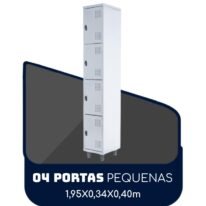 Armário Roupeiro de Aço c/ 04 Portas PEQUENAS 1,95×0,34×0,40m PEQUENAS – SA – CZ/CZ – 14011 VILA MÓVEIS