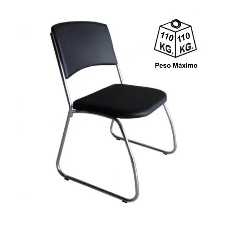 Cadeira Interlocutor Level Cromada – Cor Preto – (EMPILHÁVEL) 32995 VILA MÓVEIS 5