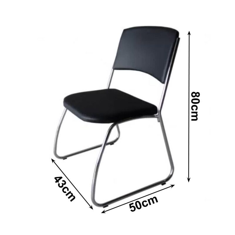 Cadeira Interlocutor Level Cromada – Cor Preto – (EMPILHÁVEL) 32995 VILA MÓVEIS 4
