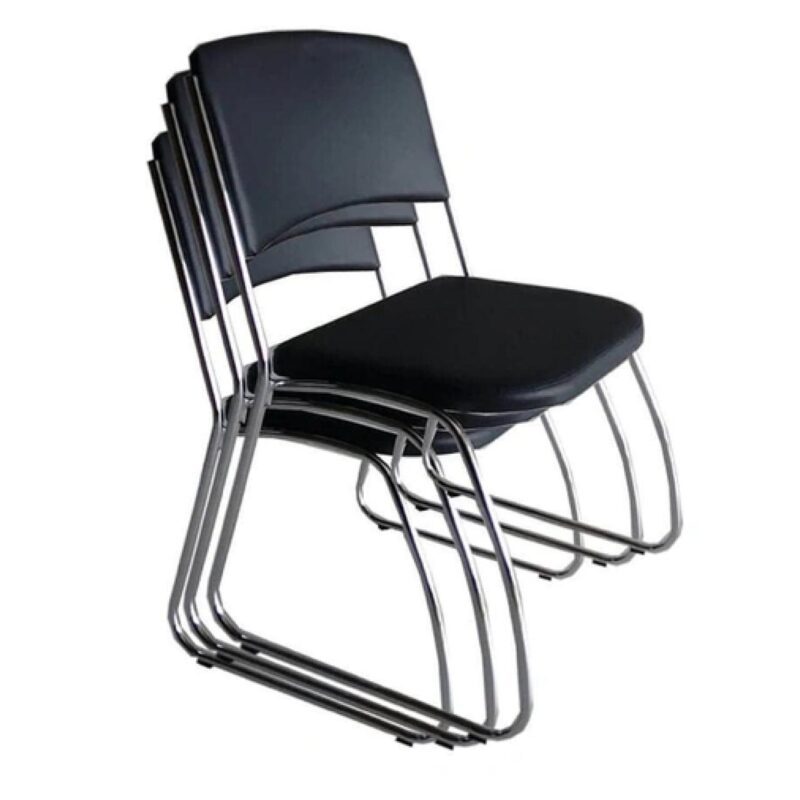 Cadeira Interlocutor Level Cromada – Cor Preto – (EMPILHÁVEL) 32995 VILA MÓVEIS 6