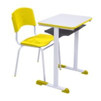 Kit Escolar Individual AMARELO – (Mesa e Cadeira) – ADULTO – MADEIRA – COR AMARELO – 40098 VILA MÓVEIS
