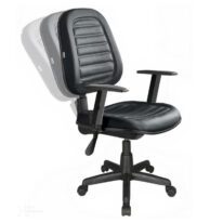 Cadeira Diretorzinha Back System Costurado C/ Braços Reguláveis – Cor Preto 32996 VILA MÓVEIS