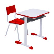 Kit Escolar Individual VERMELHO – (Mesa e Cadeira) – JUVENIL – MADEIRA – COR VERMELHO – 40092 VILA MÓVEIS